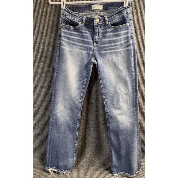 BKE Payton Jeans Womens 26x29.5 Mid‎ Rise Blue Denim Pants Bootcut Distressed - Picture 1 of 14